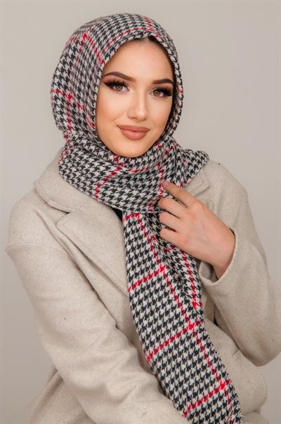 Kazayağı Kaşe Kapüşonlu Çıtçıtlı Şal