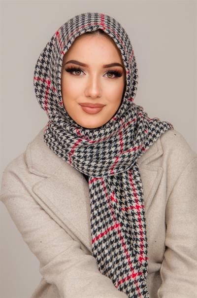 Kazayağı Kaşe Kapüşonlu Çıtçıtlı Şal