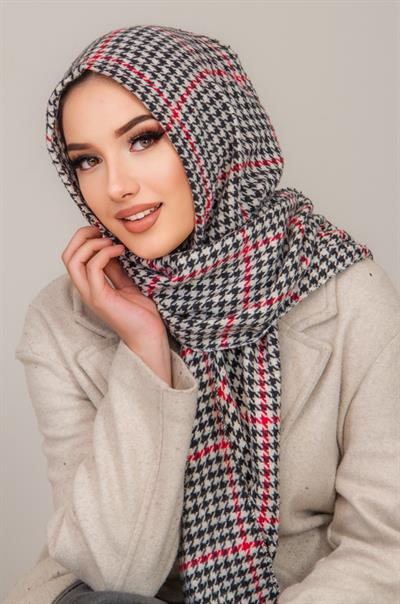 Kazayağı Kaşe Kapüşonlu Çıtçıtlı Şal