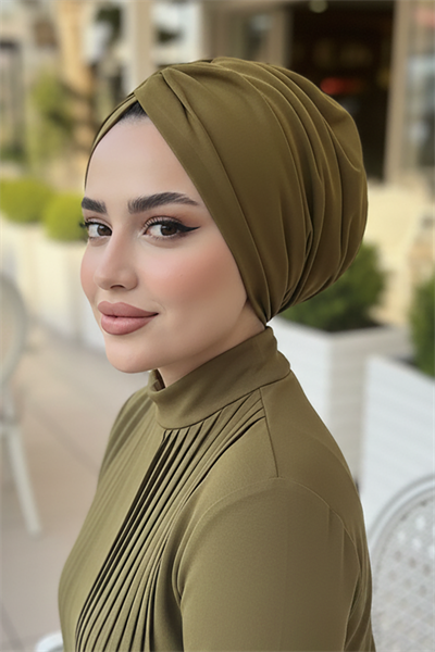 Yağ Yeşili Büzgülü Salaş Bone