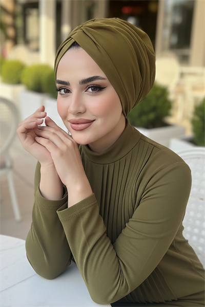 Yağ Yeşili Büzgülü Salaş Bone