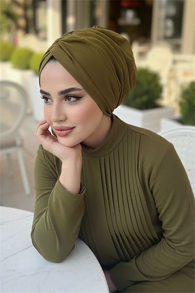 Yağ Yeşili Büzgülü Salaş Bone