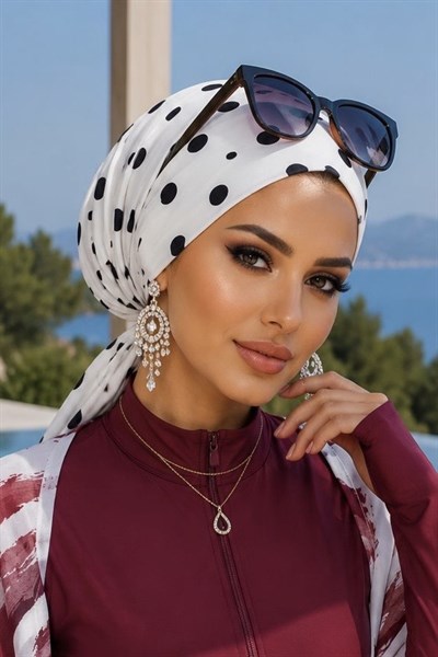 Beyaz Puanlı Önü Düz Deniz - Havuz Bonesi