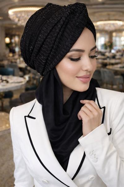 Siyah Işıltılı Burgu Düğüm Bone