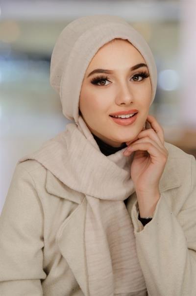 Kemik Kendinden Desenli Tesettür Bere