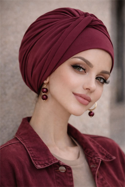 Bordo Burgu Detaylı Bone