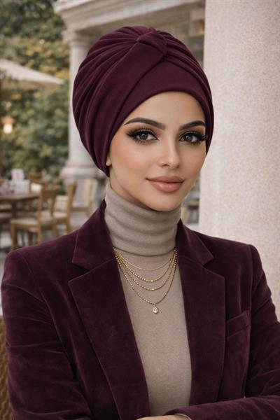 Bordo Burgu Detaylı Bone