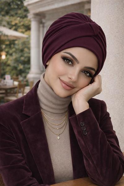 Bordo Burgu Detaylı Bone