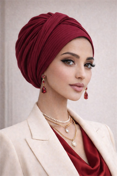 Bordo Burgu Detaylı Bone