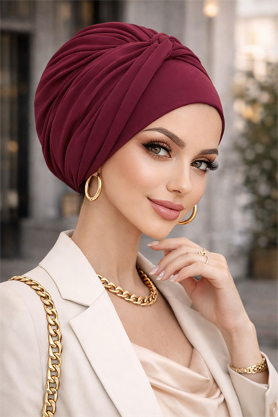 Bordo Burgu Detaylı Bone