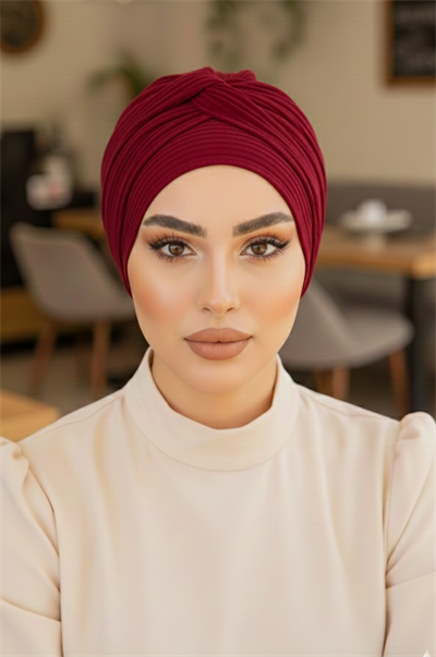 Bordo Burgu Detaylı Bone