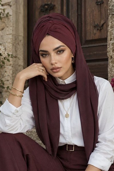 Bordo Burgu Hazır Şal