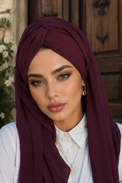 Bordo Burgu Hazır Şal