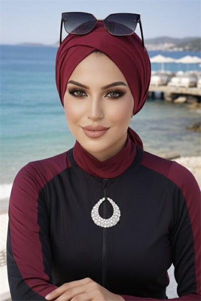 Bordo Çapraz Deniz - Havuz Deniz Bonesi