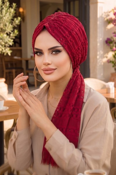 Bordo Dantel Tokalı Bone