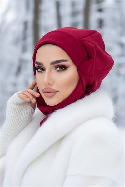 Bordo Fiyonklu Tesettür Bere