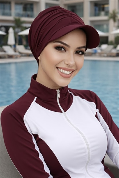 Bordo Havuz & Deniz Şapkası / Mayo Üstüne Kullanılabilir