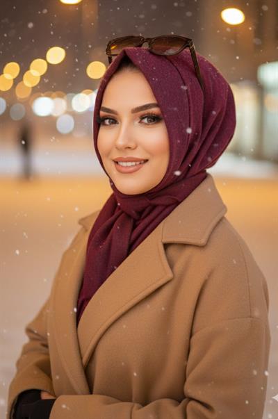 Bordo Kaşe Hazır Eşarp