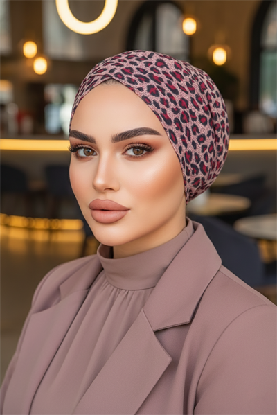 Bordo Leopar Desen Çapraz Bone