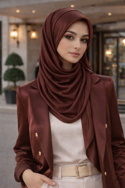 Bordo Şapkalı Şal