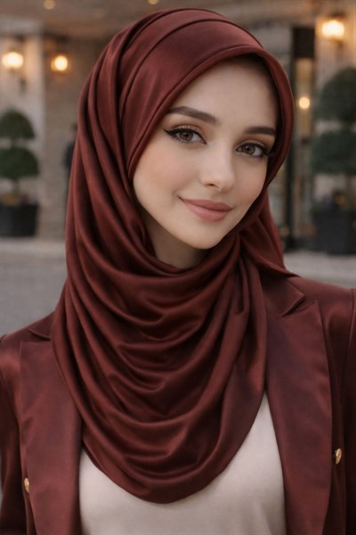 Bordo Şapkalı Şal