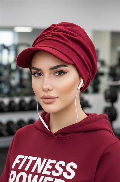 Bordo Tesettür Şapka Bone