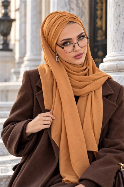 Camel Büzgülü Hazır Şal