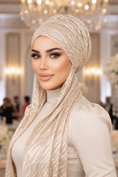 Dore Varaklı Kelebek Bone Şal