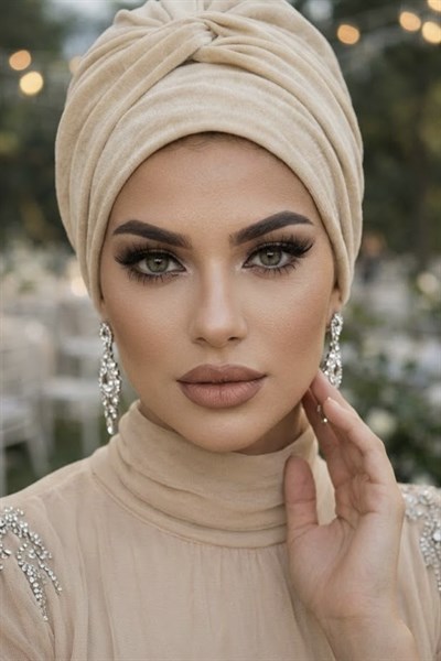 Ekru Simli Burgu Detaylı Bone