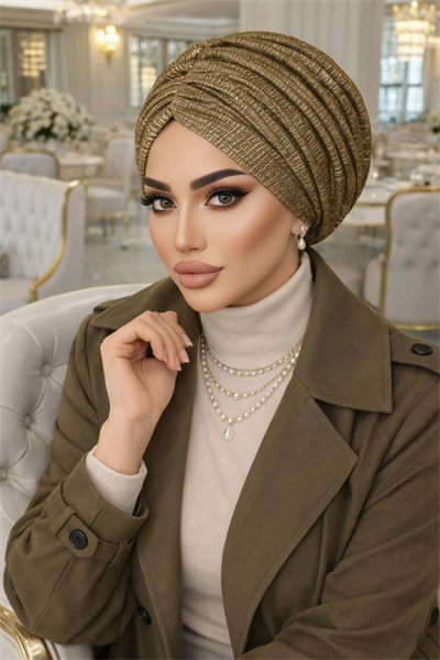 Haki Ekru Kabartma  Desen Büzgülü Salaş Bone