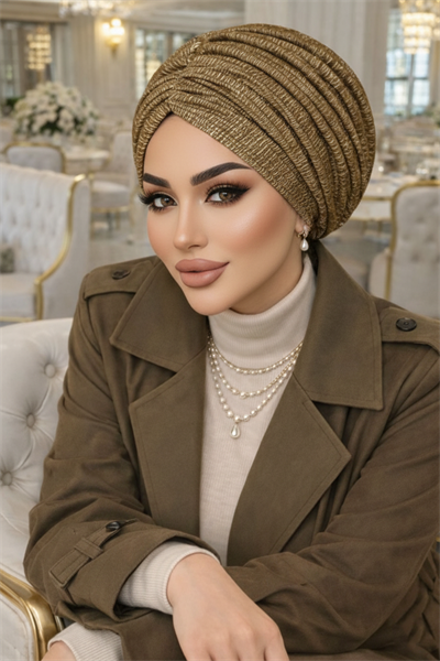 Haki Ekru Kabartma  Desen Büzgülü Salaş Bone