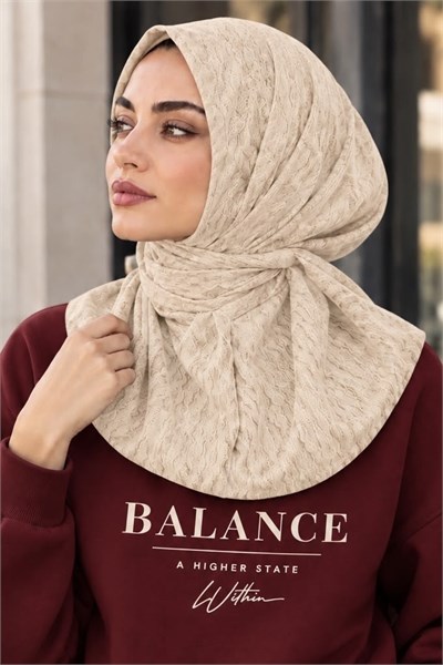Ekru Spor Tesettür Bone - Günlük ve Antrenman , Deniz ve Havuz Kullanımına Uygun Hazır Eşarp Bone- Athletic Hijab