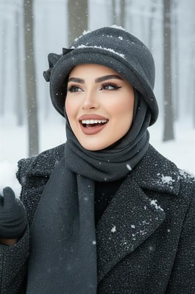 Füme Aksesuarlı Vintage Atkılı Şapka