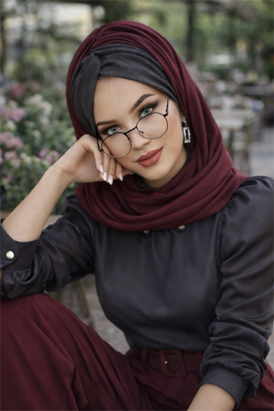 Füme Bordo Burgu Hazır Şal