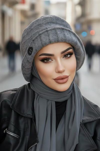 Füme Düğme Desen Bucket Şapka