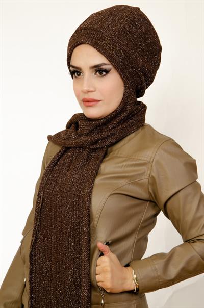 Kahverengi Triko Tesettür Bere