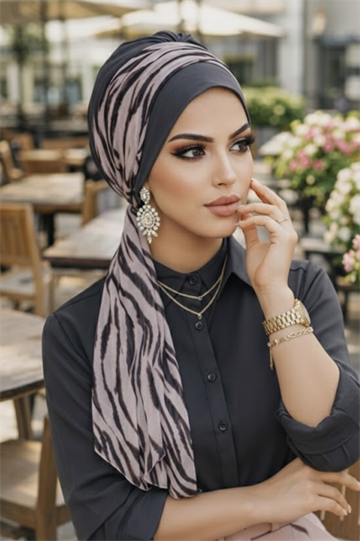 Füme Zebra Fularlı Bone