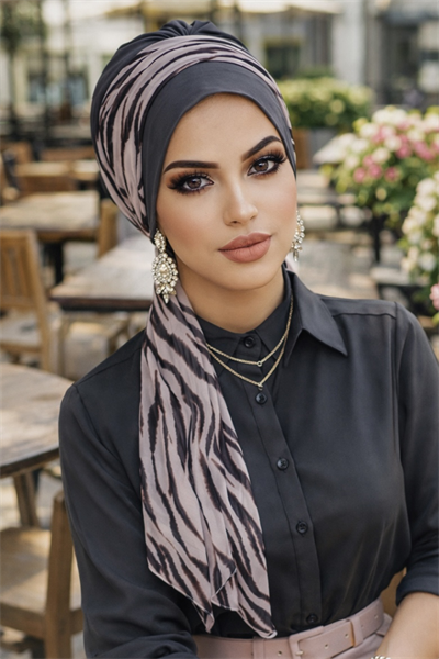 Füme Zebra Fularlı Bone