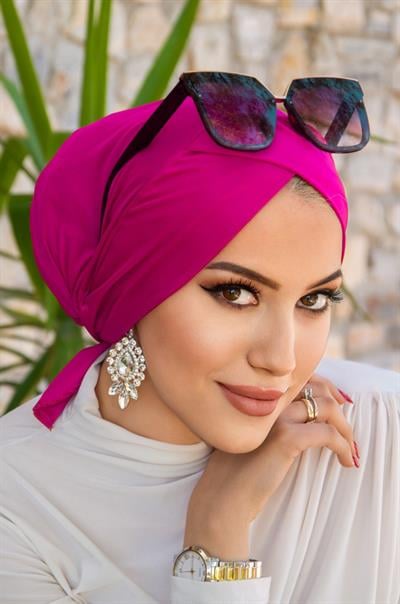 Fuşya Çapraz Bone / Deniz - Havuz Bonesi