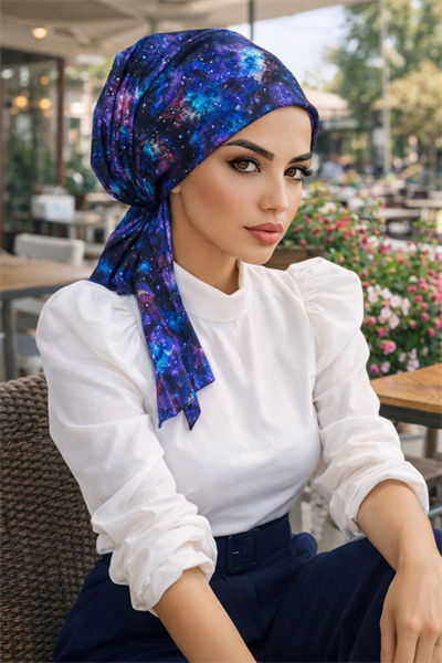 Gezegen Desen Eşarp Bone