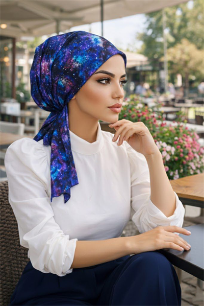 Gezegen Desen Eşarp Bone