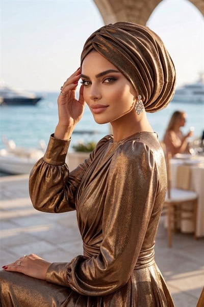 Gold Bakır Yaldızlı Drapeli Salaş Bone