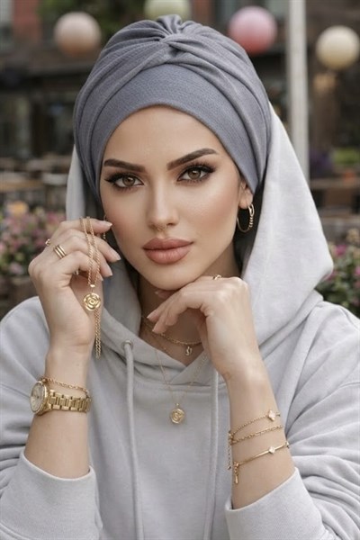 Gri Burgu Detaylı Bone