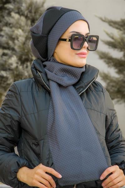 Füme Siyah Kapitone Tesettür Bere