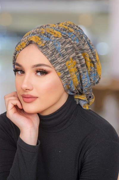 Gri Hardal Desenli Tokalı Bone