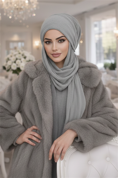 Gri Kelebek Bone Şal / Uzun Boy