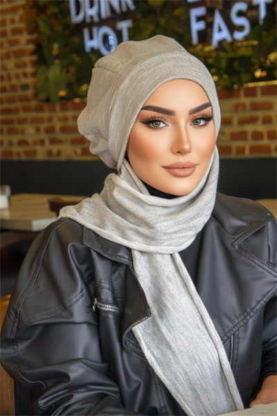 Gri Melanj Tesettür Bere