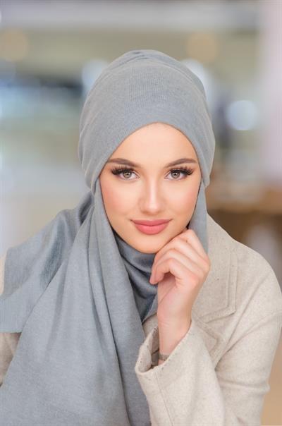 Gri Triko Kelebek Bone Şal