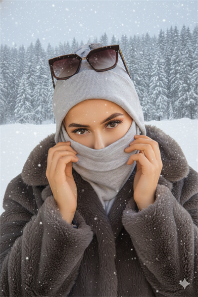 Gri Yumoş Maskeli Bere