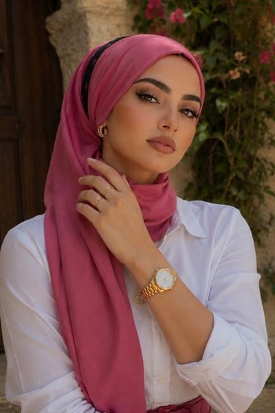 Gülkurusu Bantlı Bandana Hazır Şal